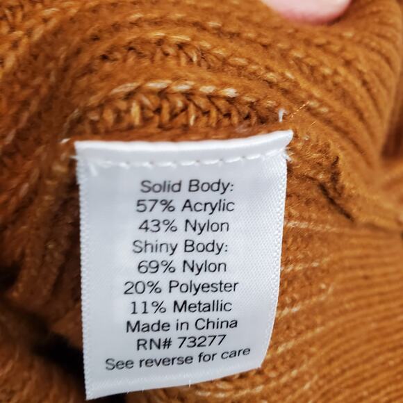 Nine West Women's Brown White Cable Knit Sweater Size L Chevron Colorblock NWT - Picture 9 of 14